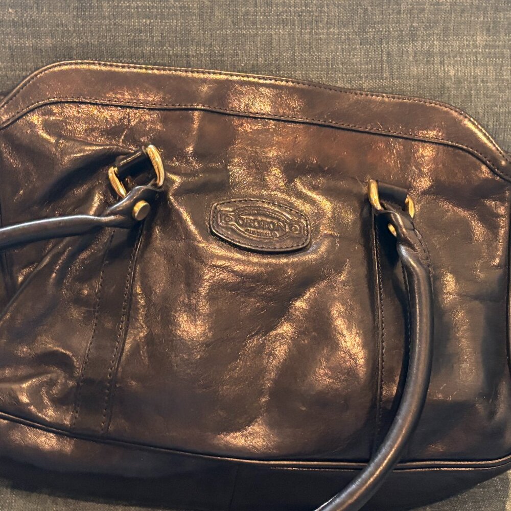 Oroton Black Leather Shoulder Bag, Vintage